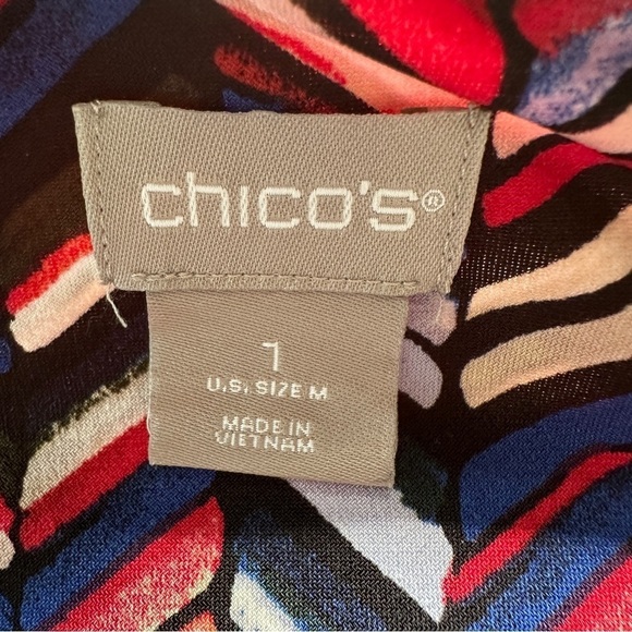 Chicos Chevron-Print Striped-Border Top Size 1 US M - Picture 5 of 7